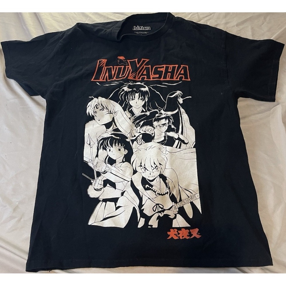 InuYasha Shirt Mens Large Black Anime Graphic Tee Cotton 2009 Rumiko Takahashi
